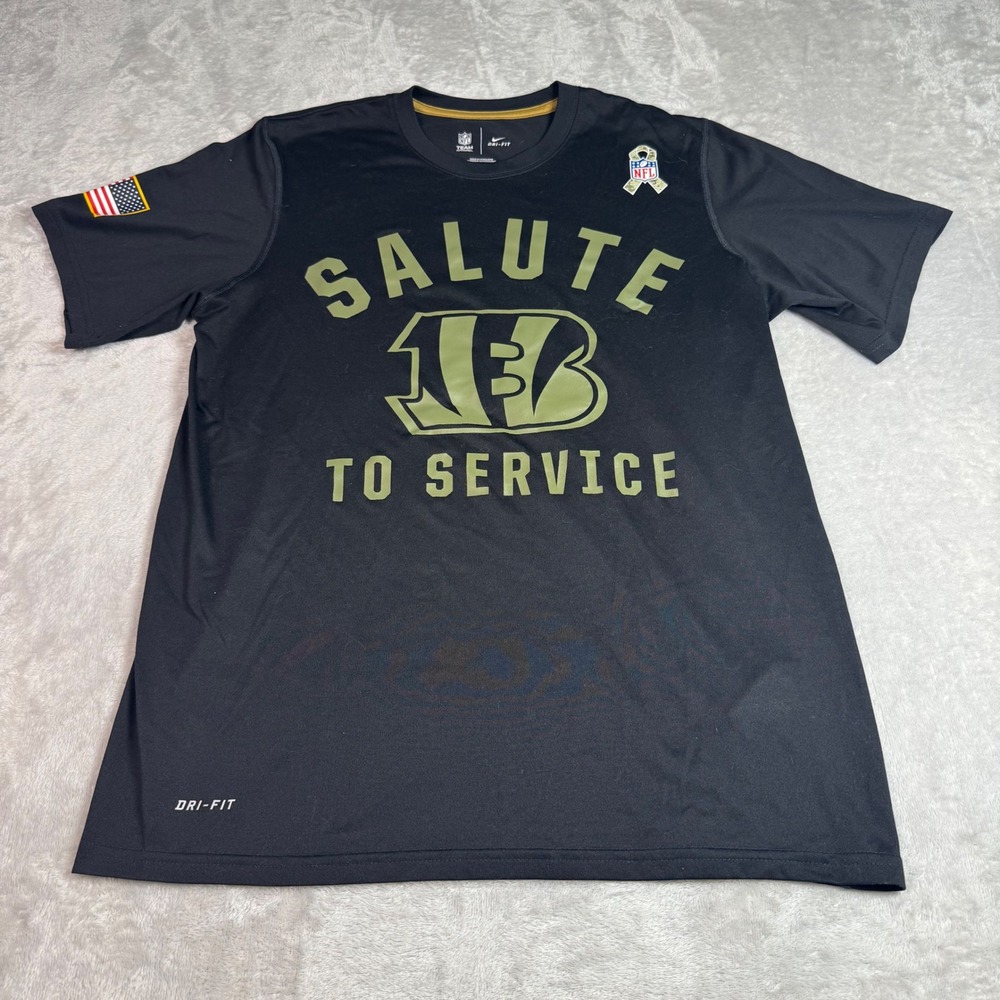 Nike Womens Cincinnati Bengals Salute to Service Dri-FIT Shirt Black Medium NFL‎